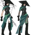 Concept art for one of my own characters. She currently unnamed, but she has a green and black color pallet, and is inspired by Epic Games's art style.