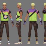 Concept art of Valorant's agent Gekko. The photo shows him posing with his wingman and belongs to Riot Games.