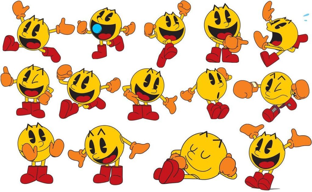 Different renditions of Pac-Man expressions from Pac-Man World (2002). These were originally created by Bandai Games Inc.